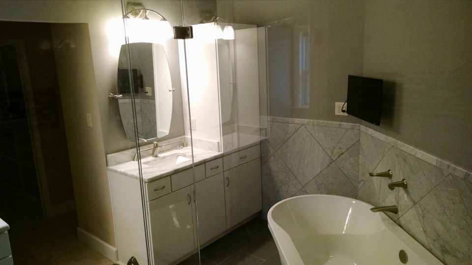 My vanity has plenty of cabinets, and 4 outlets.