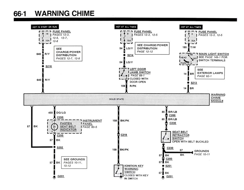 Wiring diagram for 66-1 Warning Chime system
