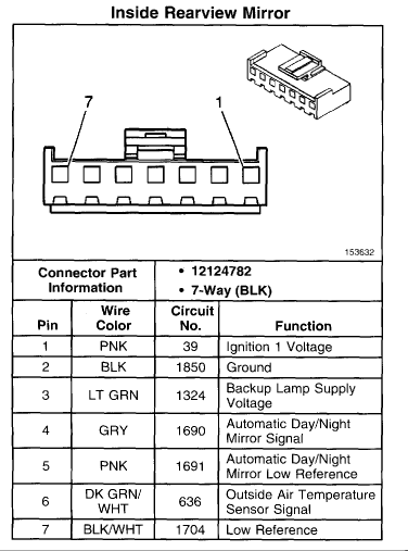 1990 Ford F-250 - the actual pinout diagram for the mirror