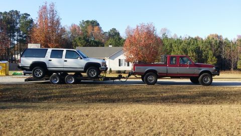 1996 Ford F-250 - This one was a lesson in making sure you're loaded right. This combination literally damn near killed me. Didn't pull the Suburban as far f…