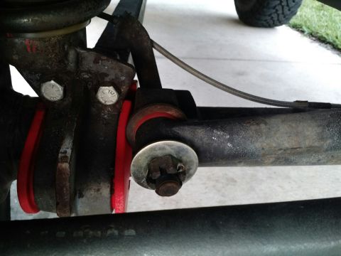 1992 Ford Bronco - trackbar mount at axle. this can be a problem area if the hole in the axle mount gets wallered out. There is a repair kit that can be purch…