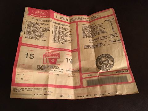 1992 Ford F-150 - Original window sticker from the glove compartment