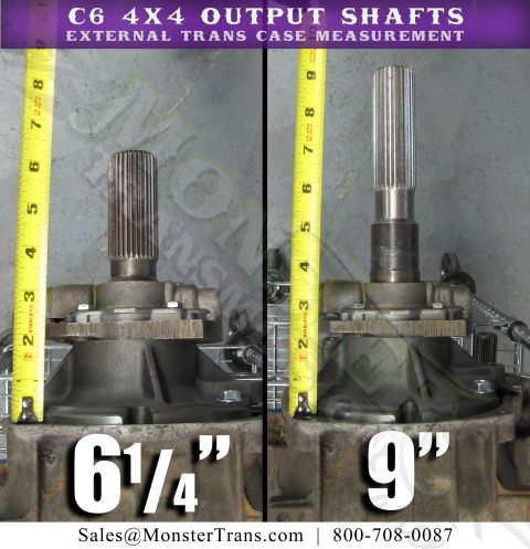1982 Ford Bronco - Comparison of C6 4x4 output shaft lengths, with measurements provided for external transmission case measurement.