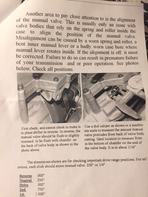 1982 Ford Bronco - A page from a manual detailing the alignment of a manual valve in a transmission. The text discusses potential issues and provides instruct…