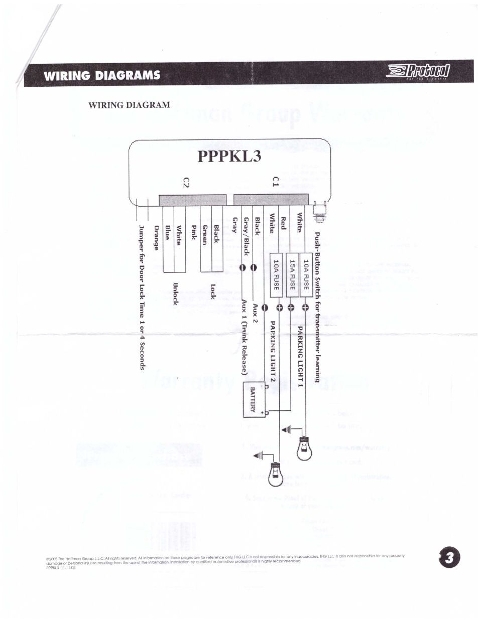 Wiring diagram for PPPKL3 system showing electrical connections.
