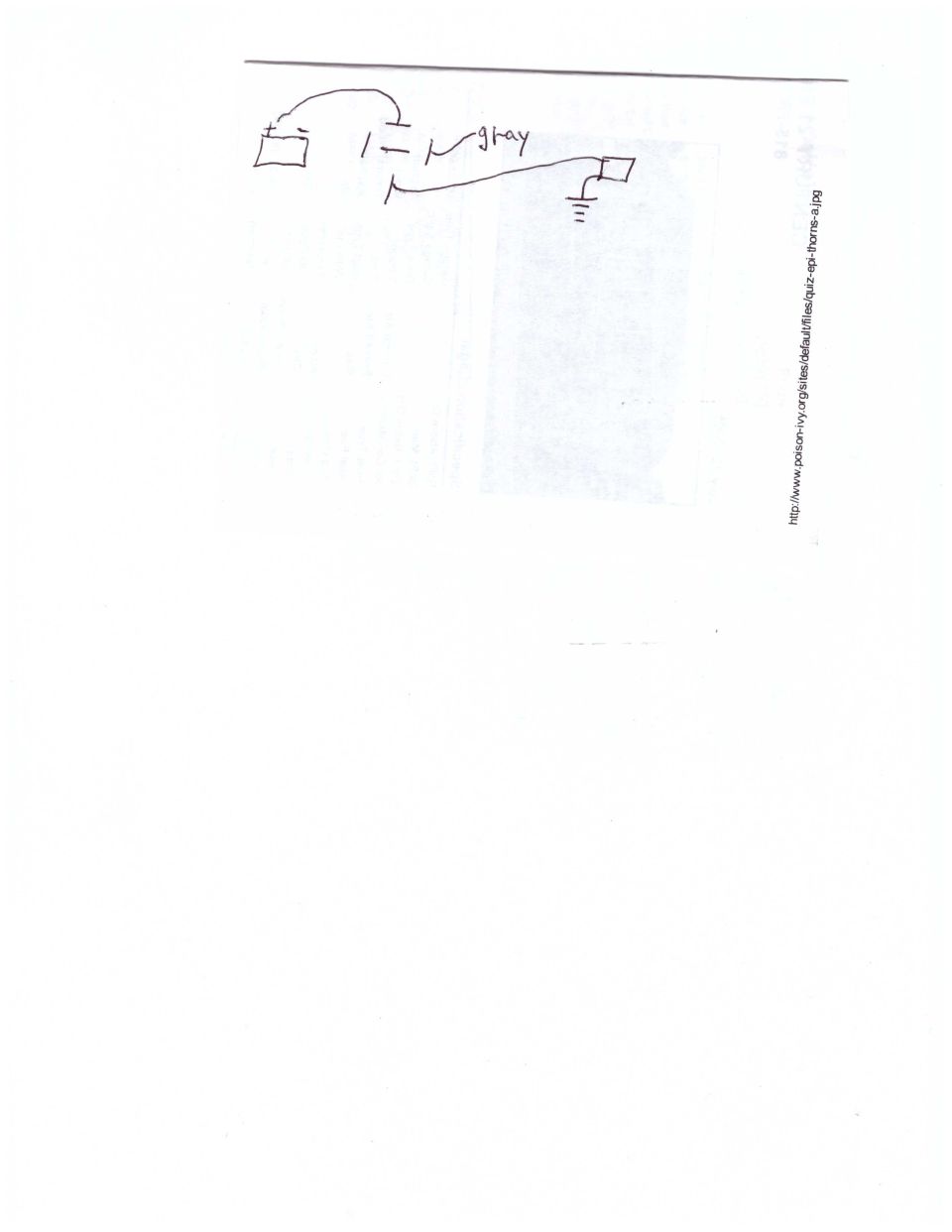 Hand-drawn electrical schematic with battery, switch, and ground.
