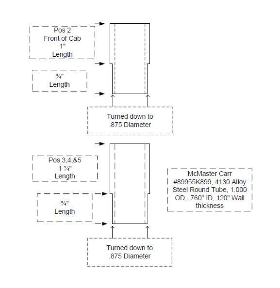 Technical drawing of a metal tube with dimensions and material specifications.