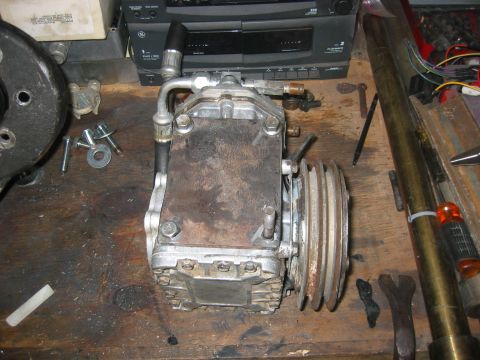 1989 Ford Bronco - Compressor with mounting plate bolted on...