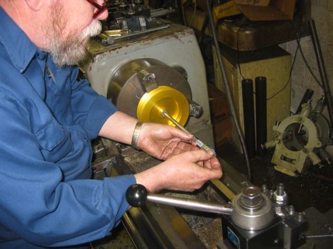 1989 Ford Bronco - Getting my Broncoair pulley machines to the Sag pump shaft size...He overbored it so it wasnt a press fit anymore, and had to machine a bus…