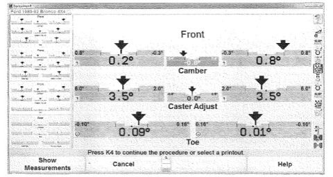 1992 Ford Bronco - alignment before install of spindle shim and 7 degree c-bushings