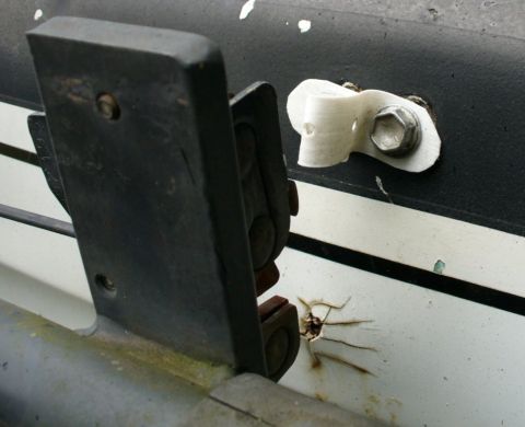 1992 Ford Bronco - Temporary tailgate latch for the spare tire carrier, to keep it from swinging around without a tire on.