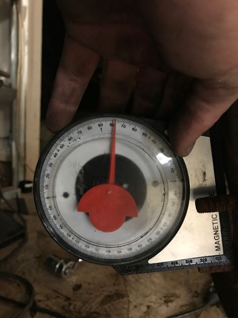 1996 Ford Bronco - An angle gauge is used to measure the angle of a bolt during a mechanical adjustment.
