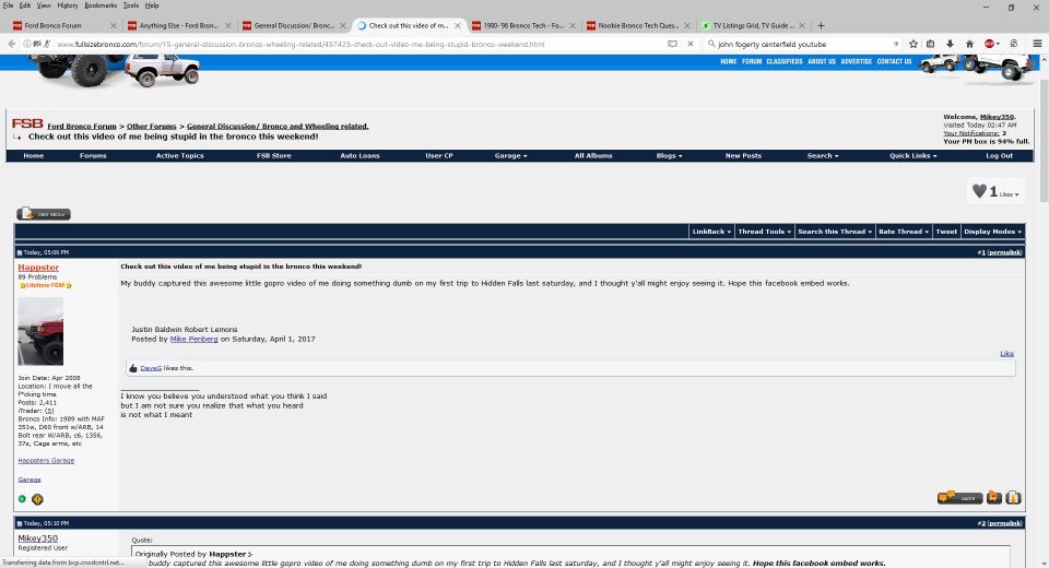 Forum post screenshot with a thumbnail of a red vehicle