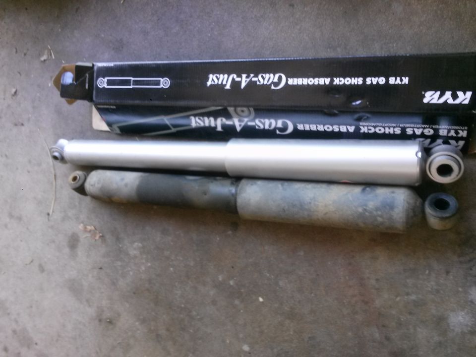 KYB Gas-A-Just shock absorbers and old shock absorber