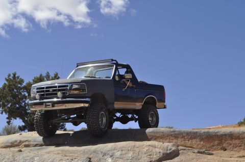 1991 Ford Bronco - This 1991 Ford Bronco is equipped for off-road adventures, with large tires and a lifted suspension.