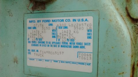 1978 Ford F-150 - Door sticker
