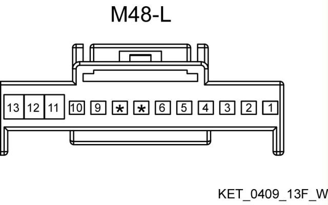 Connector face diagram for connector M48-L with 13 numbered terminals
