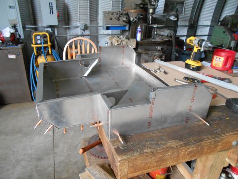 1992 Ford Bronco - Aluminum fabrication project in progress, with visible lot numbers on the metal sheets.