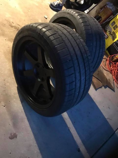 1994 Toyota Supra - Two aftermarket wheels and tires are shown, likely for a performance car.