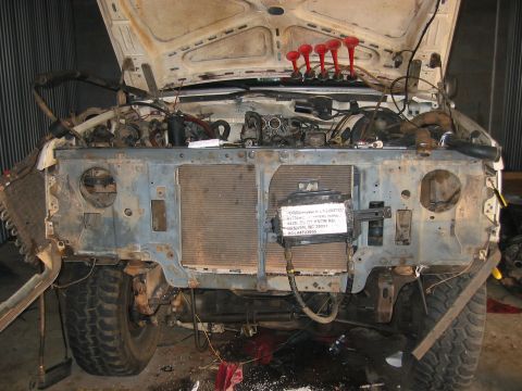 1989 Ford Bronco - Oil cooler just kinda thrown on there, still has the shipping label on it