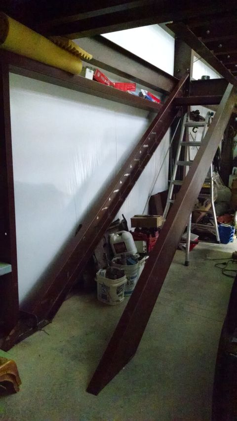 2004 Land Rover Land Rover - I had to re-hang one of the mezzanine beams, and cut a little off its flanges to make room for the stairs. Otherwise, I'd have had to cut a…
