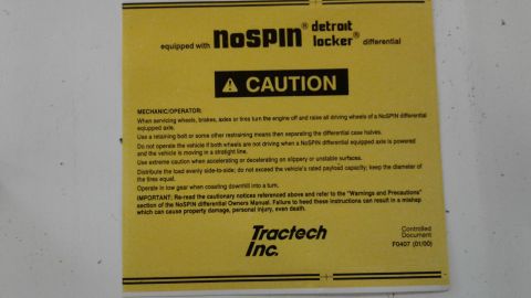 1985 Ford Bronco - Pre-Eaton Detroit locker warning sticker