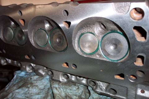 1992 Ford Bronco - This is a close-up view of an engine's cylinder head, showing the intake and exhaust valves.
