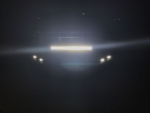 1996 Ford Bronco - A 1992 Ford Bronco is shown from the front, equipped with auxiliary LED light bars.