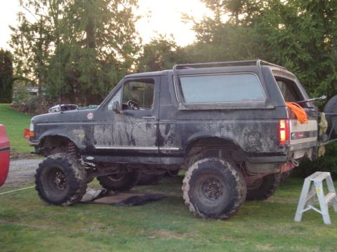 1993 Ford Bronco - This lifted 1993 Ford Bronco is shown in a side profile, ready for off-road adventures.