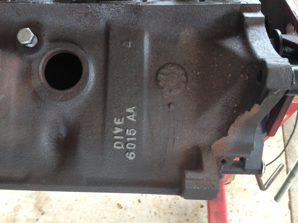 Engine block with stamped text DIVE 6015 AA
