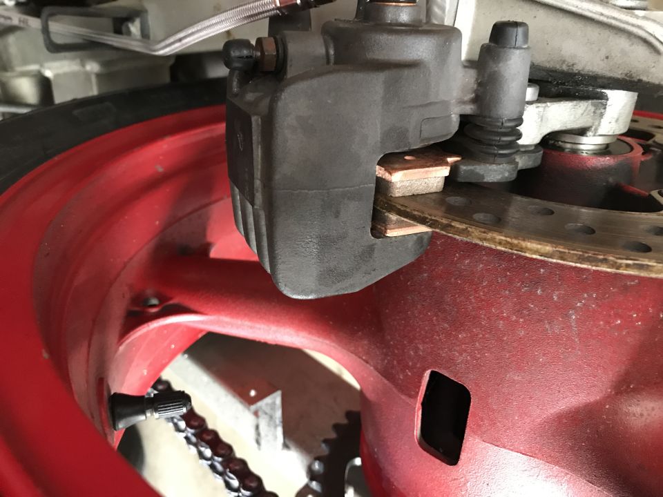 1998 ZX9R EBC rear brake pads and Galfer rear brake line