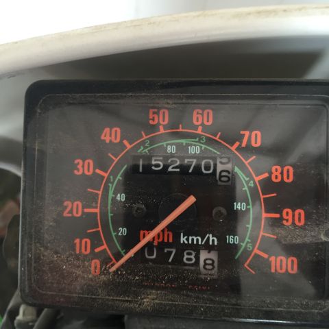 1987 Honda XL600R - miles on it when acquired. Fewer than my last XL, and I sold that when it had 26K? IIRC