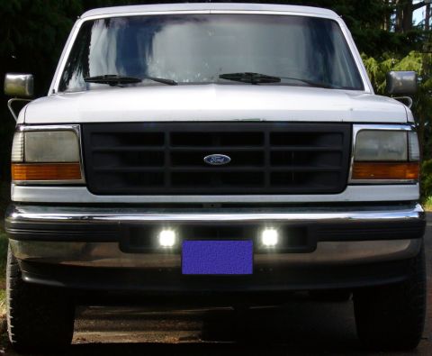 1992 Ford Bronco - LED lights wired up, daytime shot.