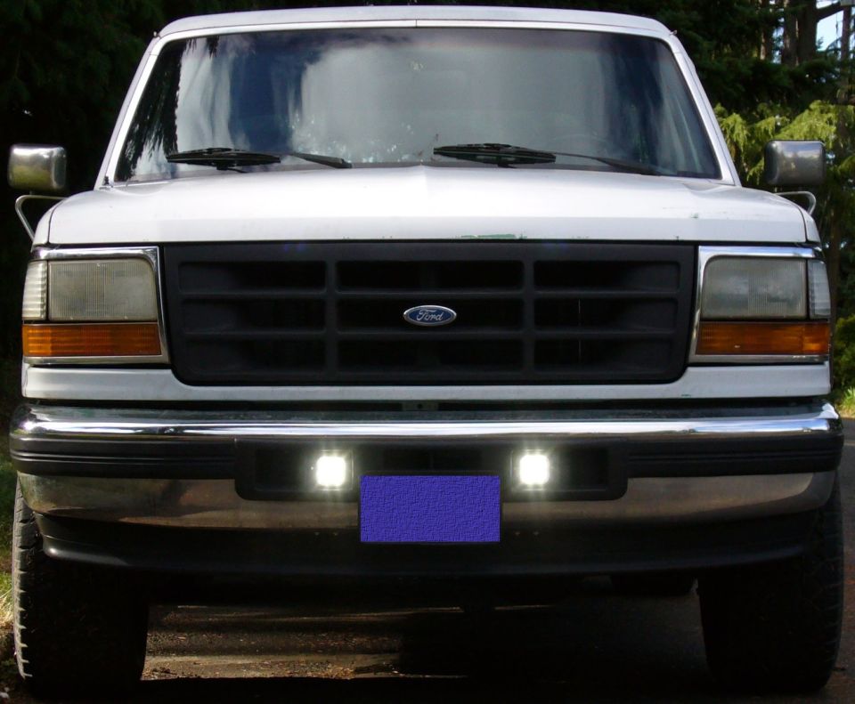 LED lights wired up, daytime shot.