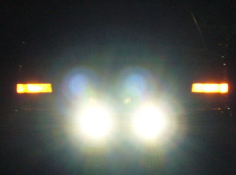 1992 Ford Bronco - LED lights wired up, night shot.