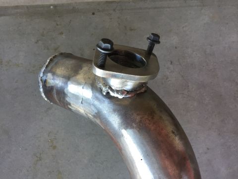 1981 Ford LTD - Working on the intercooler piping. This is the pipe to the throttle body with the blow off valve flange welded on. I decided to go with a T…