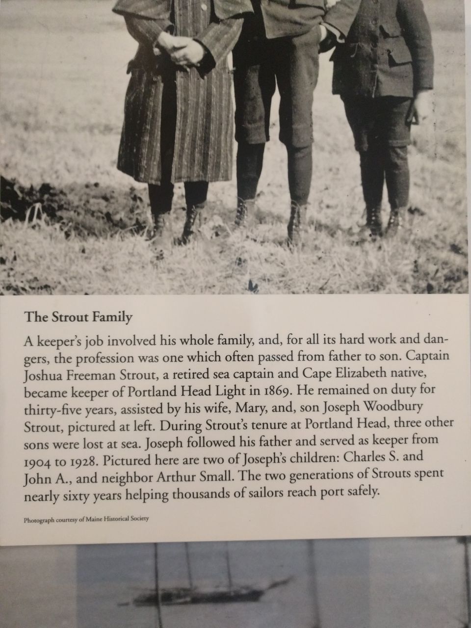 The Strout family, keepers of Portland Head Light, pictured in a historical photograph.