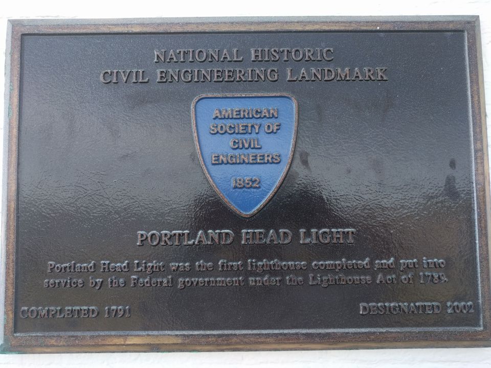 National Historic Civil Engineering Landmark plaque for Portland Head Light