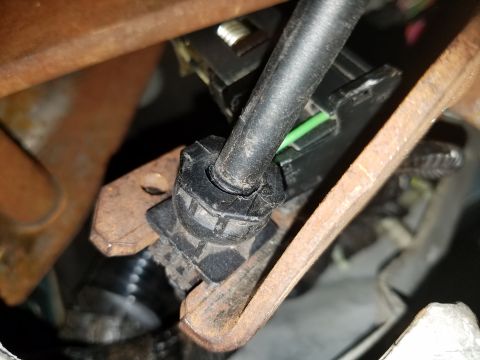 1994 Ford Bronco - Detail of an automotive wiring harness connector and cable assembly.