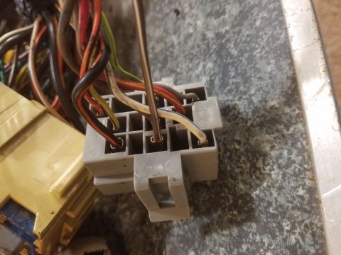 1994 Ford Bronco - Photograph of an automotive multi-pin electrical connector with color-coded wires, not a technical diagram.