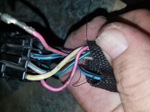1994 Ford Bronco - Photograph of a wiring harness with braided loom and color-coded wires, not a diagram.