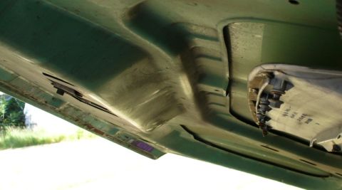 1992 Ford Bronco - Subaru hood scoop, hood underside.