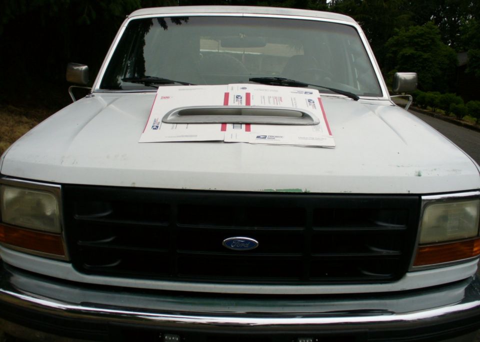Subaru hood scoop, placement with template for better slope visual.