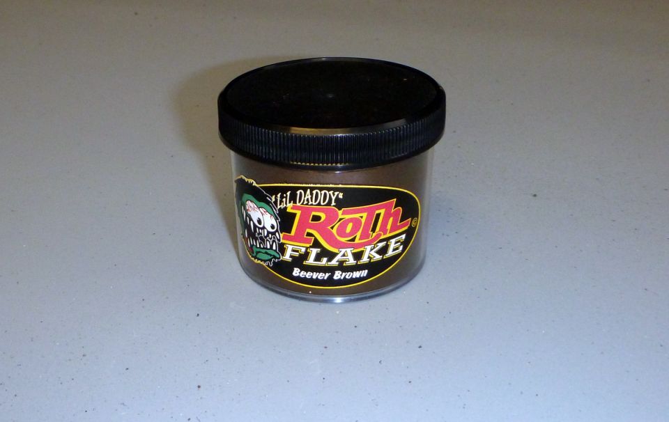 Jar of Lil Daddy Roth Flake paint in Beaver Brown color