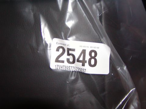 2007 Ford Mustang - Label shows commit number 2548 and a VIN-like identifier.