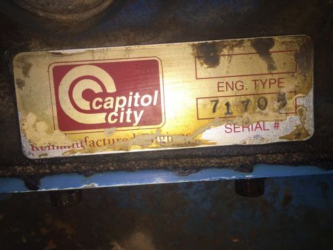 1989 Ford Bronco - A data plate from Capitol City Engines shows engine type and serial number information.