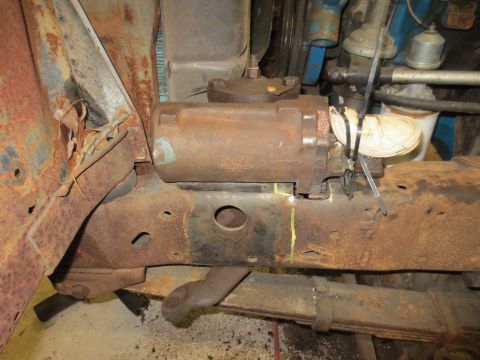 1967 Ford F-250 - This close-up shows a rusty steering gear box, part of the steering and suspension system.