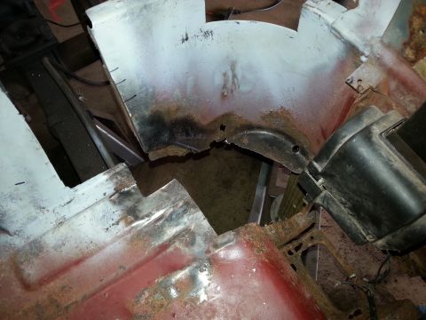 1984 Ford Bronco - Bodywork photo of a welded sheet-metal patch in a vehicle structure, not a technical document.