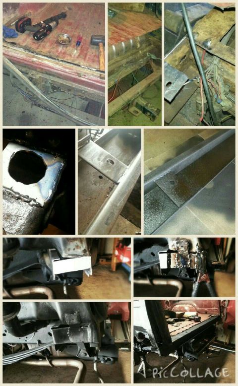 Photo collage of frame, sheet-metal and welding repair work