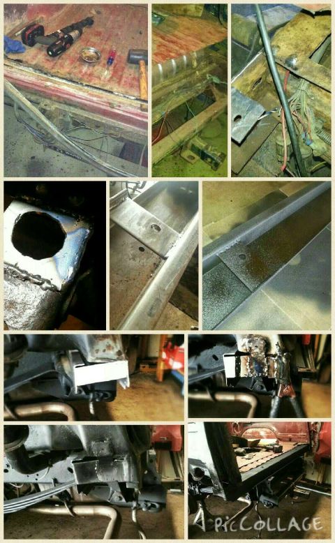 Photo collage of frame, sheet-metal and welding repair work